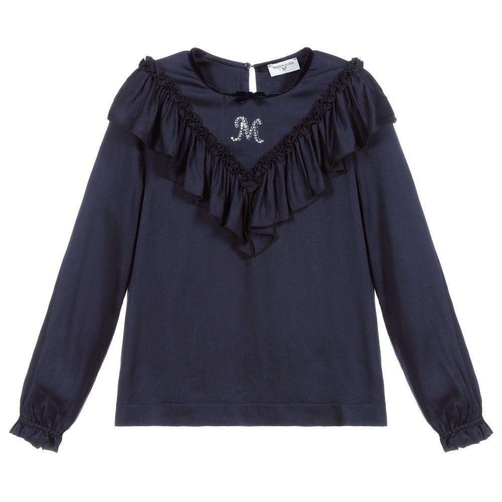 Monnalisa - Teen Blue Ruffle Blouse | Childrensalon