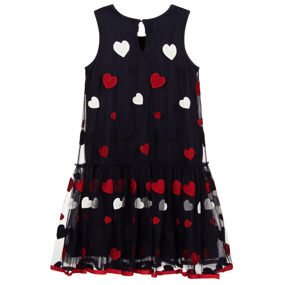 Monnalisa-Teen Blue Tulle Heart Dress | Childrensalon Outlet