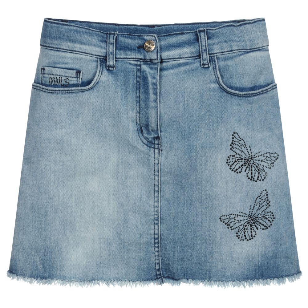 Monnalisa - Джинсовая юбка с бабочками для подростков | Childrensalon