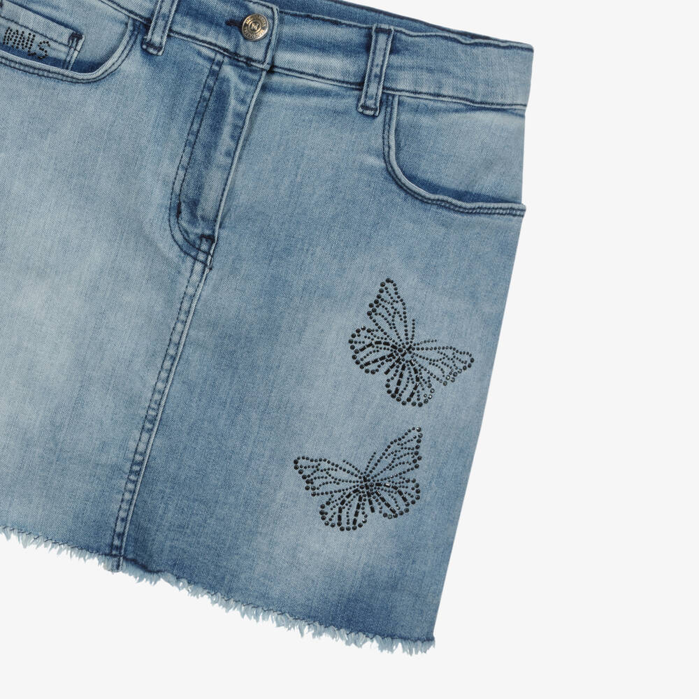 Monnalisa - Teen Denim Butterfly Skirt | Childrensalon Outlet