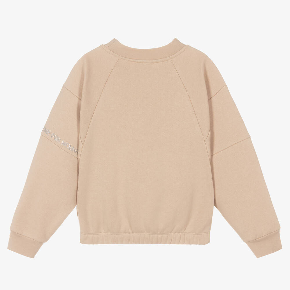 Monnalisa-Teen Girls Beige Diamanté Sweatshirt | Childrensalon Outlet
