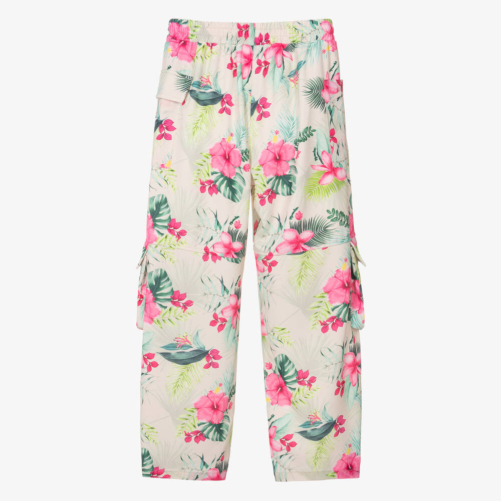 Monnalisa-Teen Girls Beige Floral Cargo Trousers | Childrensalon Outlet