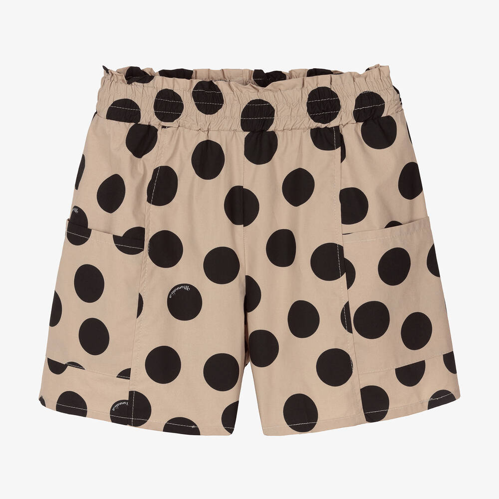 Monnalisa - Beige Teen Punkte-Baumwollshorts | Childrensalon