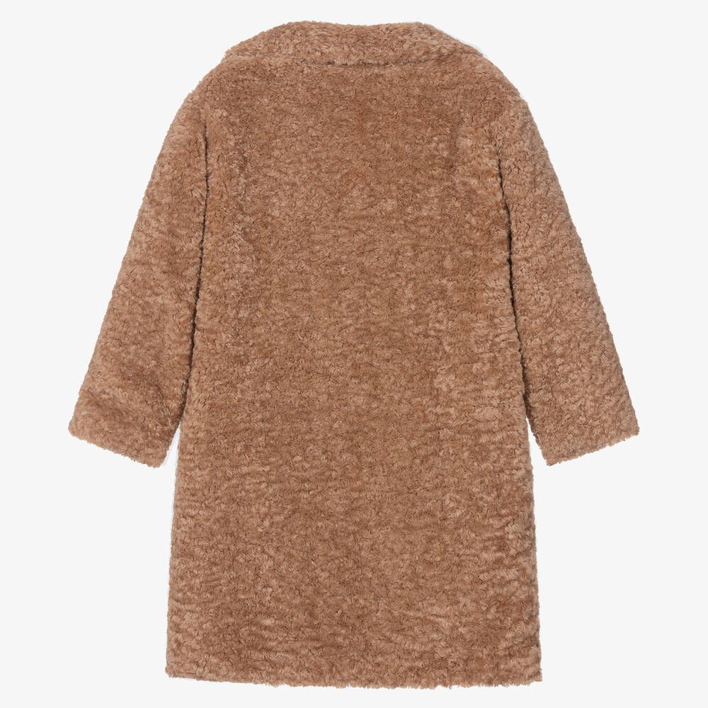 Monnalisa-Teen Girls Beige Teddy Fleece Coat | Childrensalon Outlet