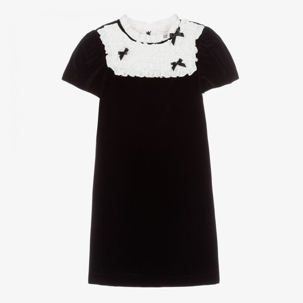 Monnalisa - Черное платье с бантиками для подростков | Childrensalon