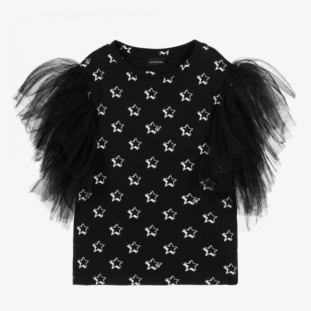 Monnalisa Haut noir en coton Ado fille Childrensalon Outlet