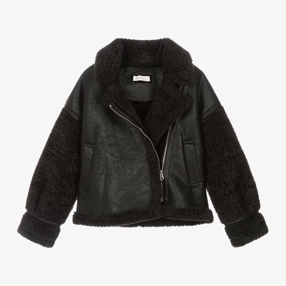 Monnalisa-Черная куртка-авиатор для девочек | Childrensalon Outlet