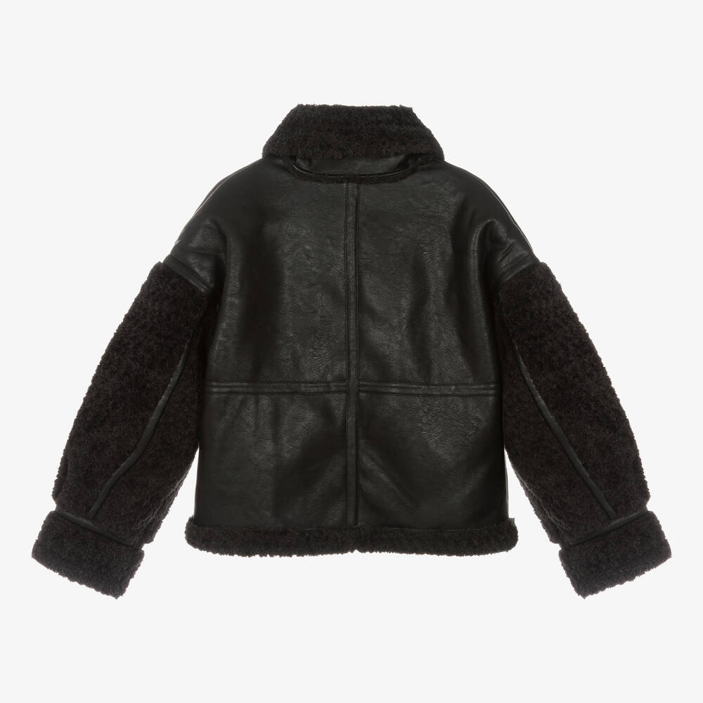 Monnalisa-Черная куртка-авиатор для девочек | Childrensalon Outlet