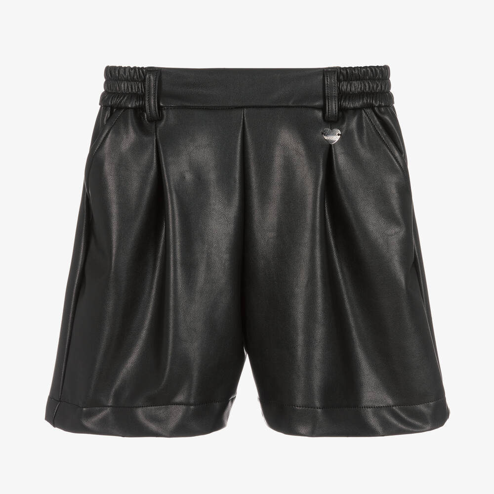 Monnalisa - Short noir en simili cuir ado fille | Childrensalon