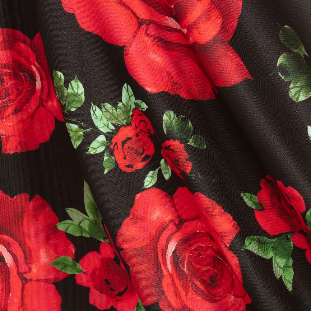 Monnalisa Chic-Teen Girls Black Floral Dress | Childrensalon Outlet