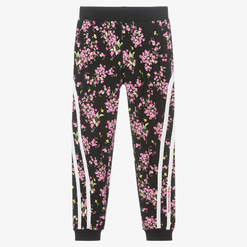 Monnalisa - Bas de jogging noir fleurs Ado | Childrensalon