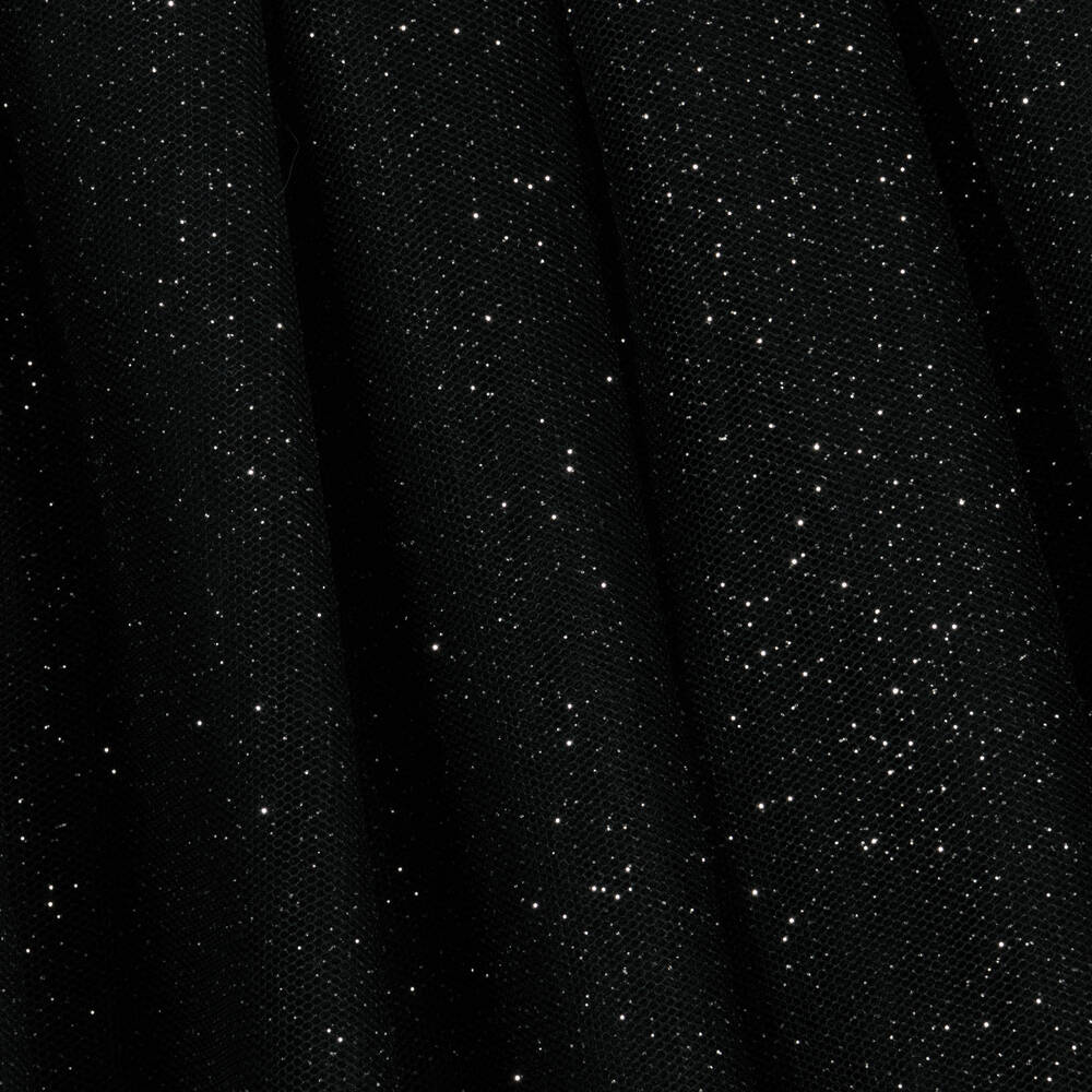 Monnalisa-Черное платье из тюля с блестками | Childrensalon Outlet