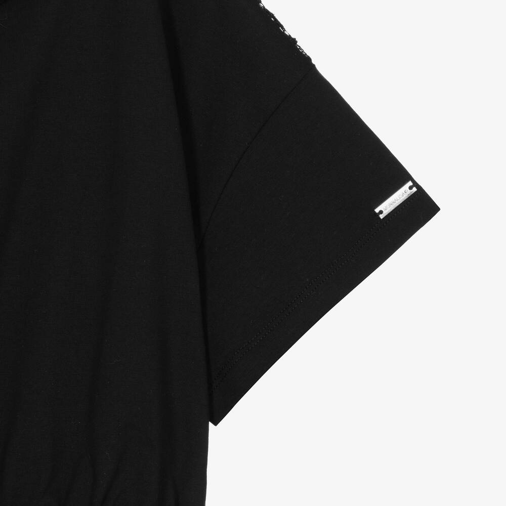 Monnalisa-Черная футболка из джерси с кружевом для девочек-подростков | Childrensalon Outlet