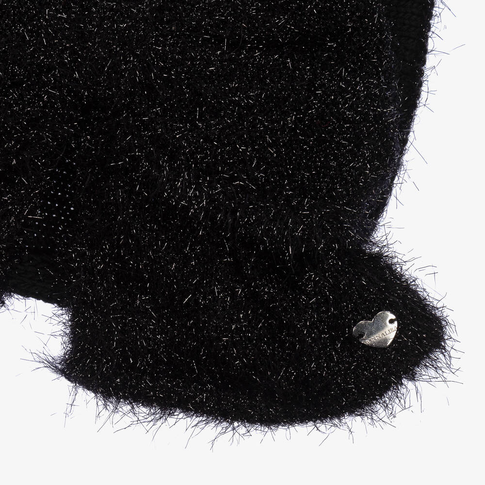 Monnalisa-Teen Girls Black Knitted Bow Snood | Childrensalon Outlet