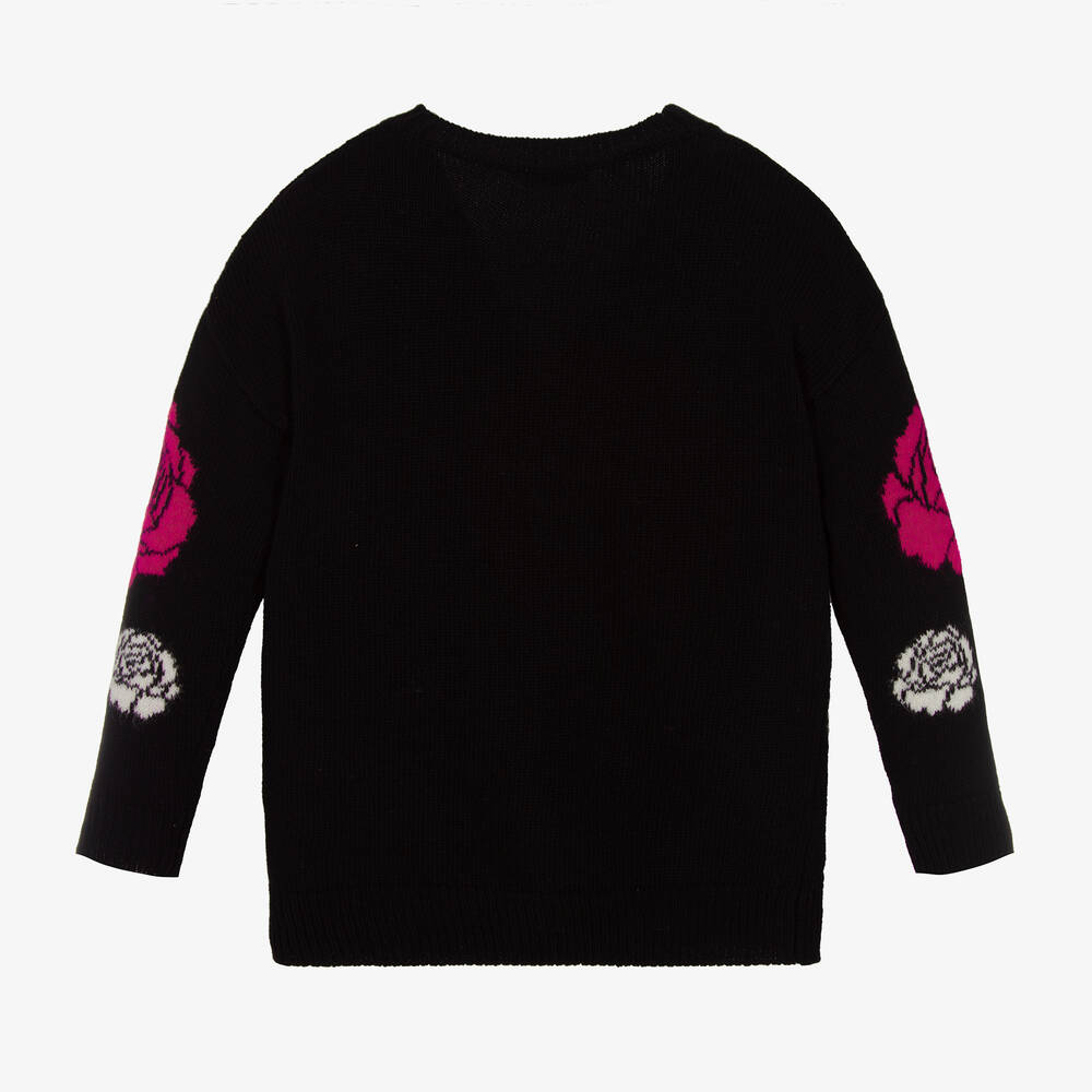 Monnalisa Шик-Черный шерстяной кардиган | Childrensalon Outlet