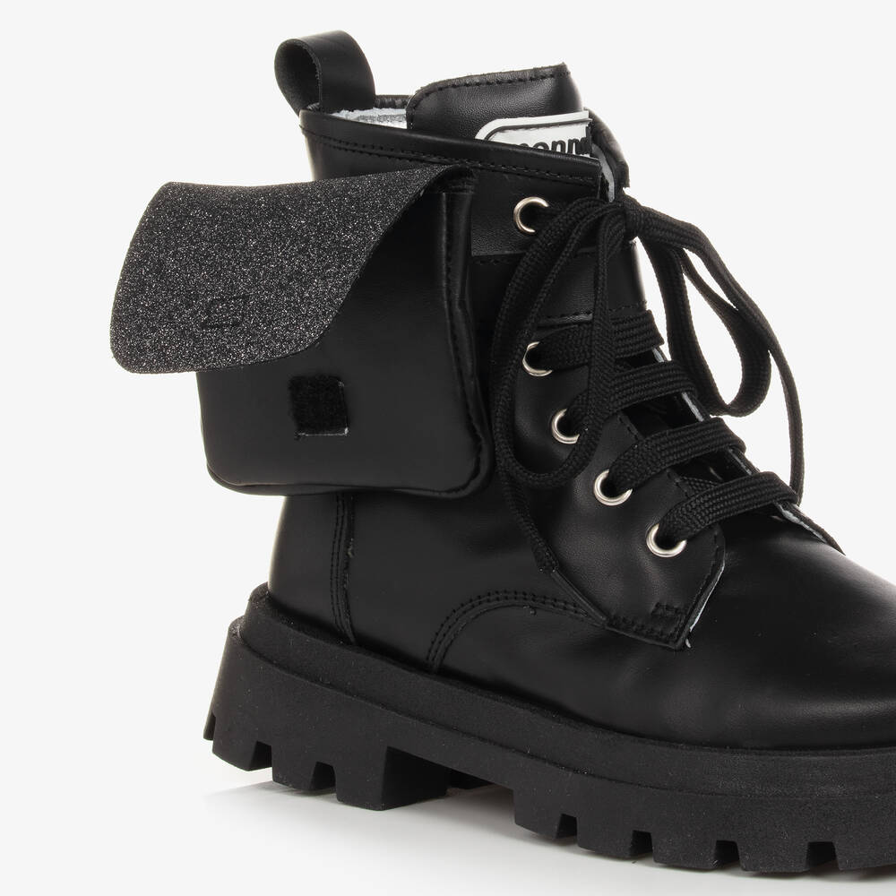 Monnalisa-Teen Girls Black Leather Boots | Childrensalon Outlet