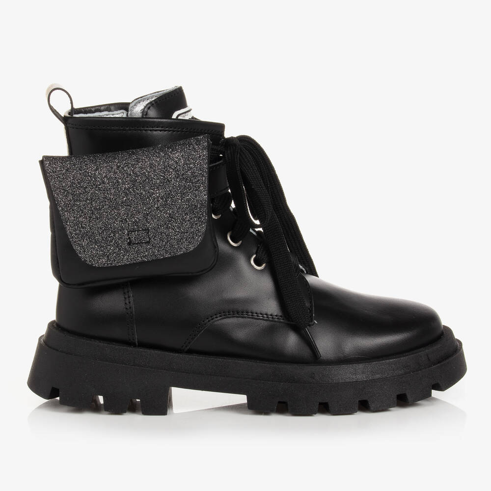 Monnalisa - Teen Girls Black Leather Boots | Childrensalon Outlet