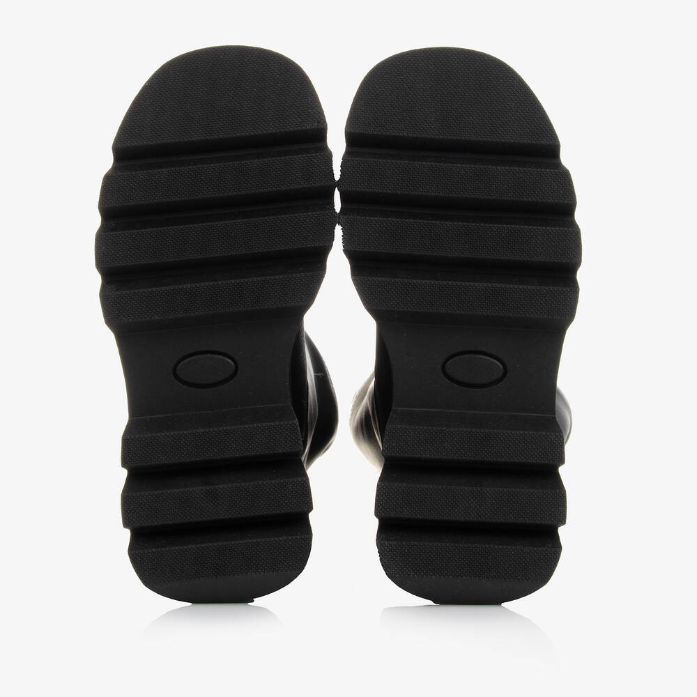 Monnalisa-Teen Girls Black Long Leather Boots | Childrensalon Outlet