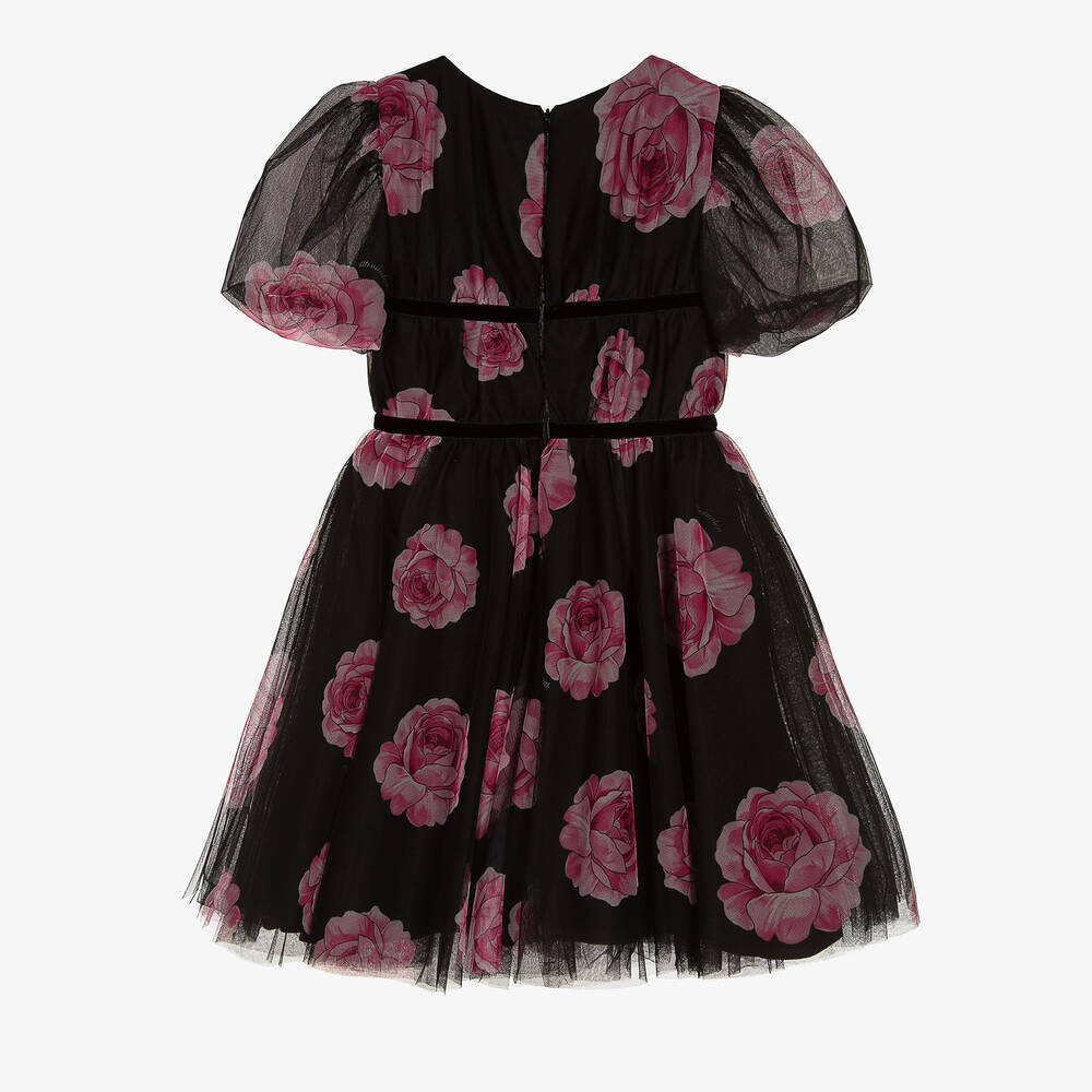 Monnalisa Chic-فستان تينز بناتي تول لون أسود وزهري | Childrensalon Outlet