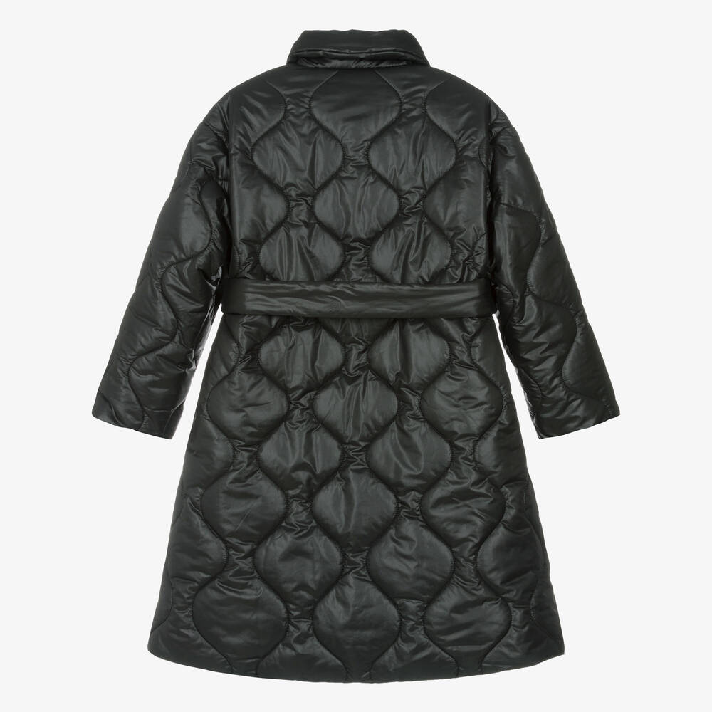 Monnalisa-Teen Girls Black Quilted Padded Coat | Childrensalon Outlet