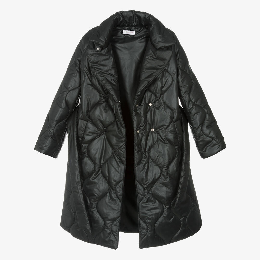 Monnalisa Teen Girls Black Quilted Padded Coat Childrensalon Outlet