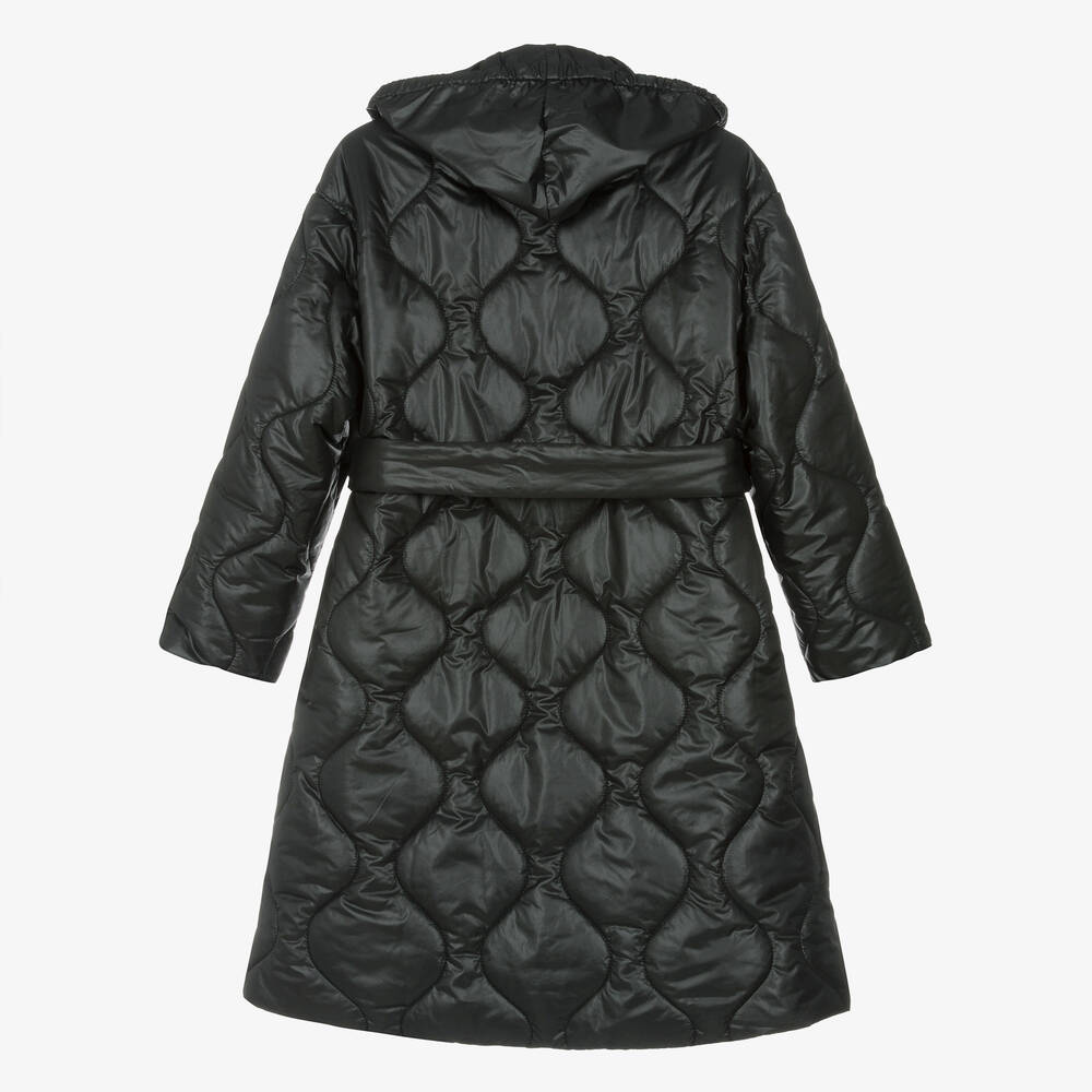 Monnalisa-Teen Girls Black Quilted Padded Coat | Childrensalon Outlet