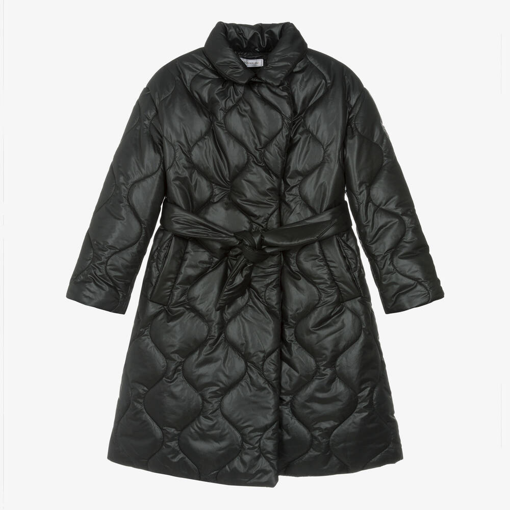 Monnalisa - Черное стеганое пальто для девочек-подростков | Childrensalon
