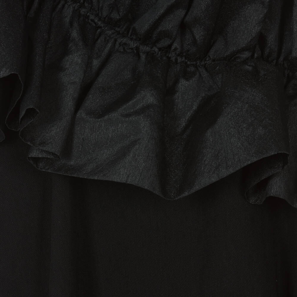 Monnalisa-فستان مزين بكشكش لون أسود | Childrensalon Outlet