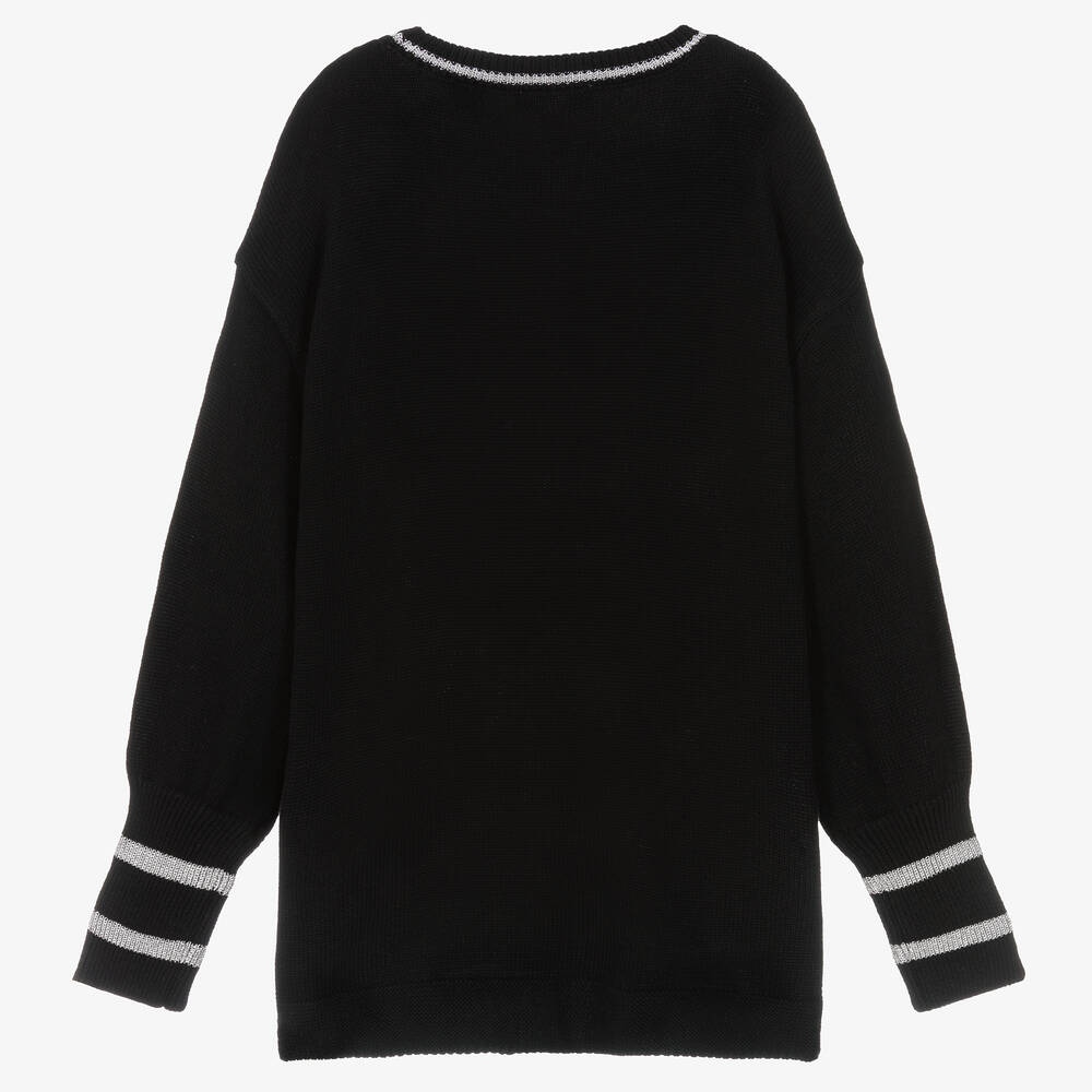 Monnalisa Chic-Teen Girls Black & Silver Knit Sweater | Childrensalon Outlet