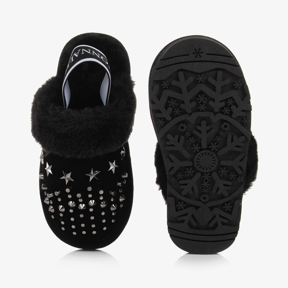 Monnalisa-Teen Girls Black Suede Slider Slippers | Childrensalon Outlet