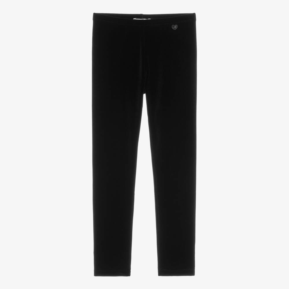 Monnalisa - Teen Girls Black Velour Leggings | Childrensalon