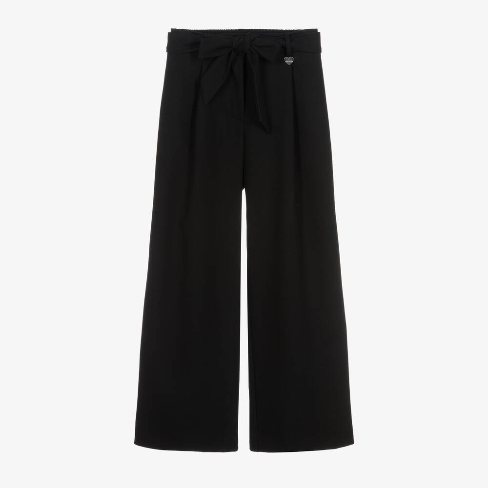 Monnalisa Chic - Teen Girls Black Wide Leg Trousers | Childrensalon