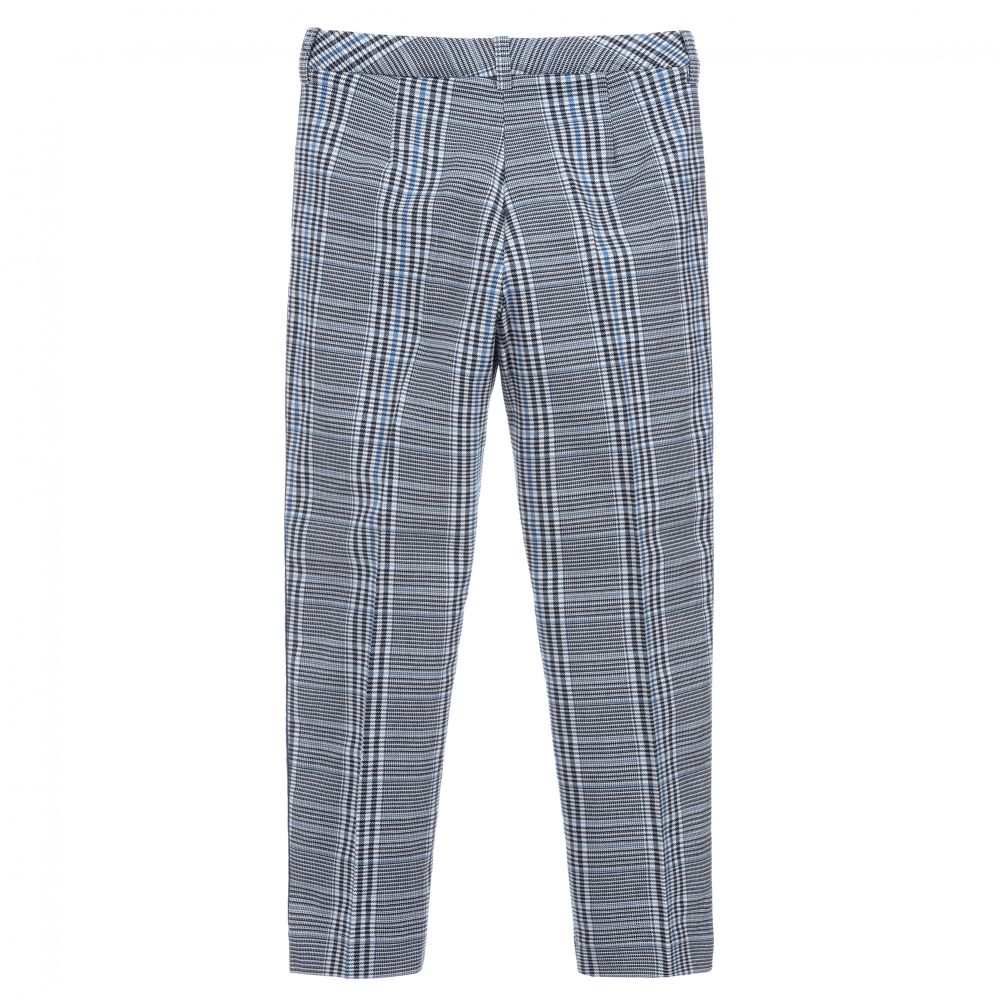 Monnalisa Teen Girls Blue Check Trousers Childrensalon Outlet
