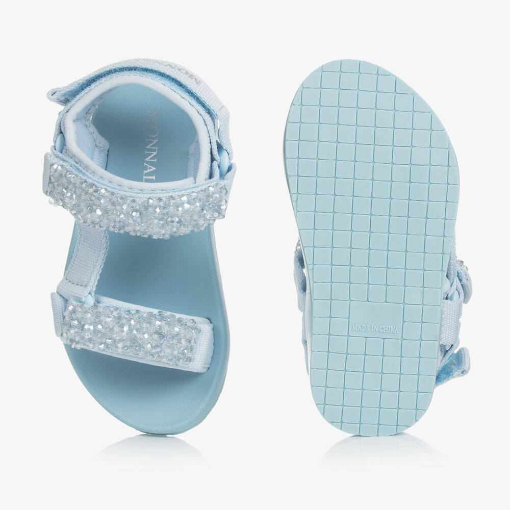 Monnalisa-Teen Girls Blue Crystal Sandals | Childrensalon Outlet