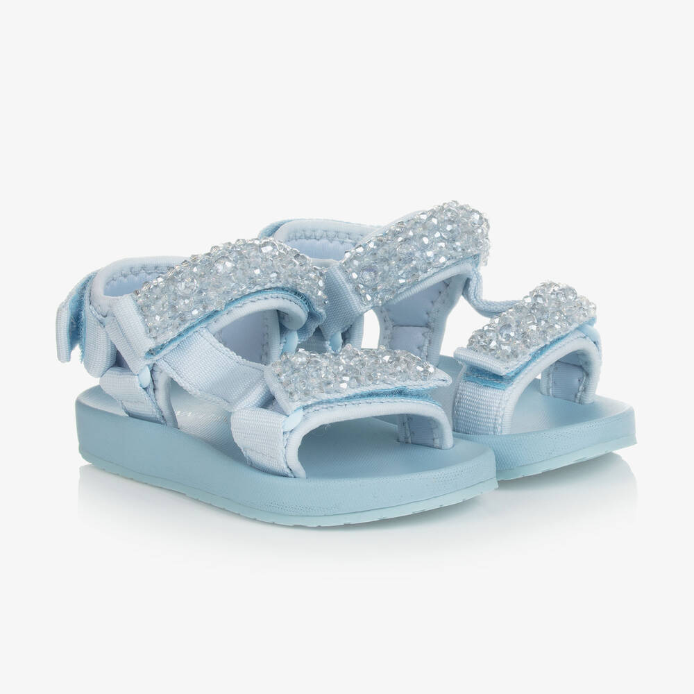 Monnalisa - Teen Girls Blue Crystal Sandals | Childrensalon