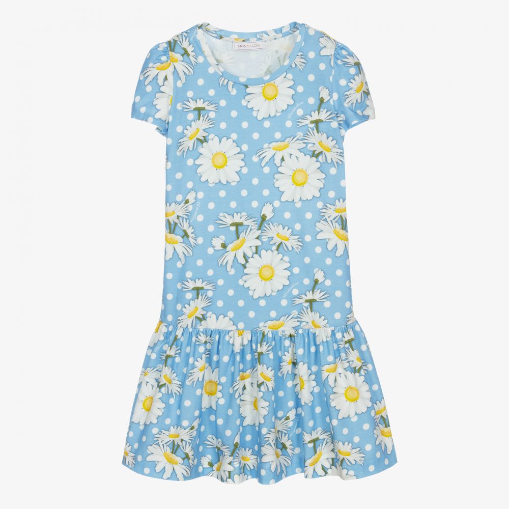 Monnalisa - Blaues Teen Gänseblümchen-Kleid (M) | Childrensalon