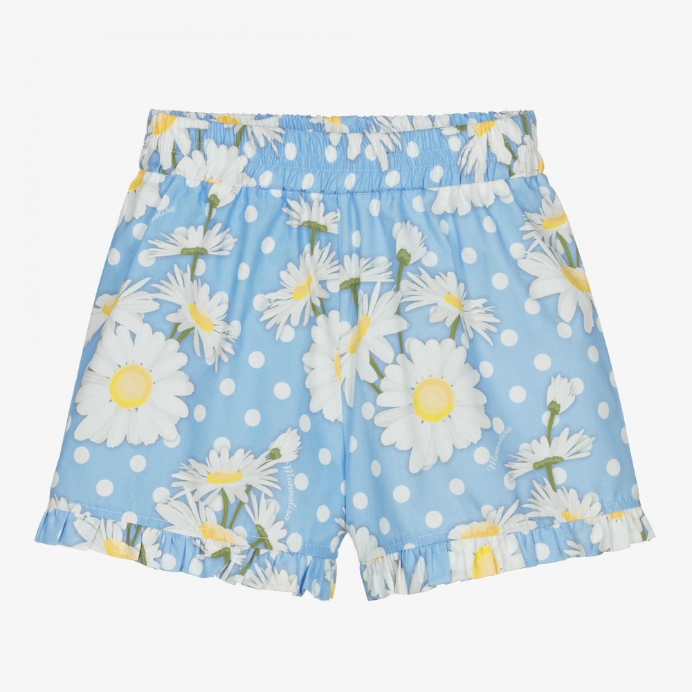 Monnalisa - Teen Girls Blue Daisies Shorts | Childrensalon