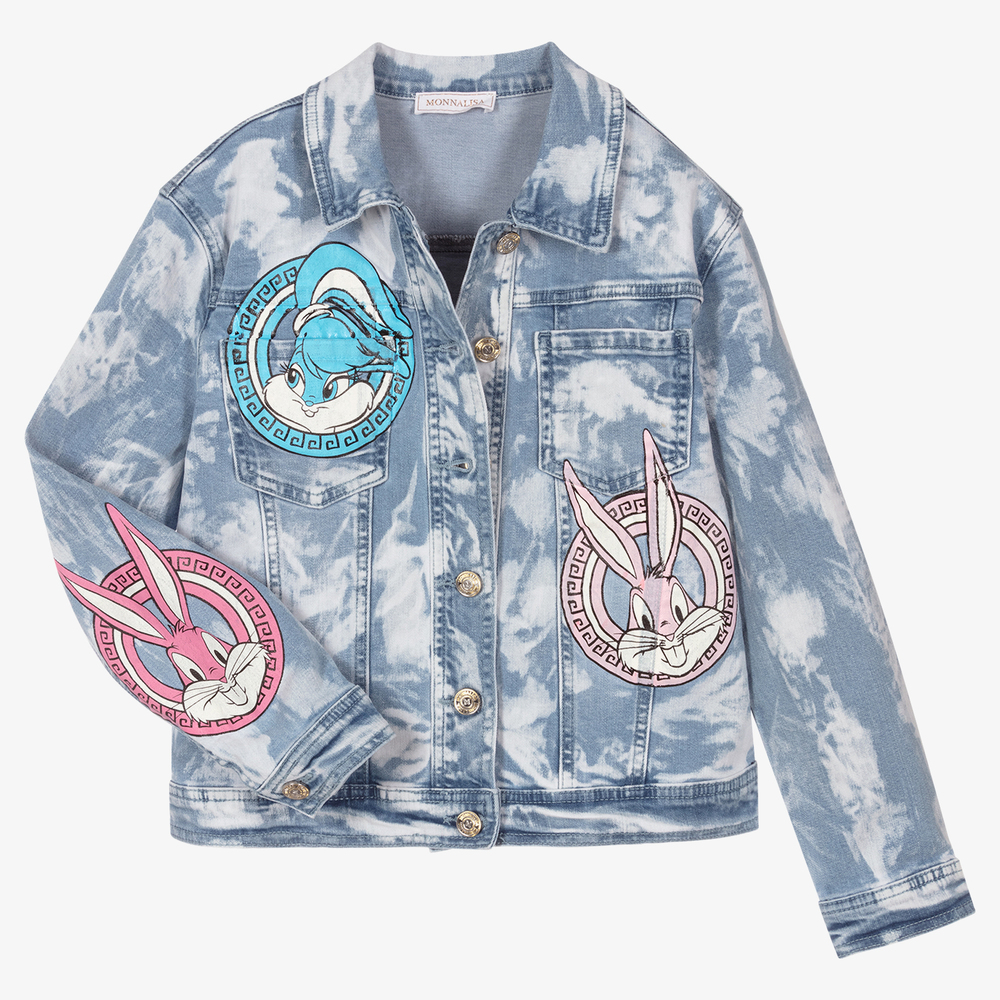 Monnalisa-جاكيت تينز بناتي قطن دنيم لون أزرق | Childrensalon Outlet