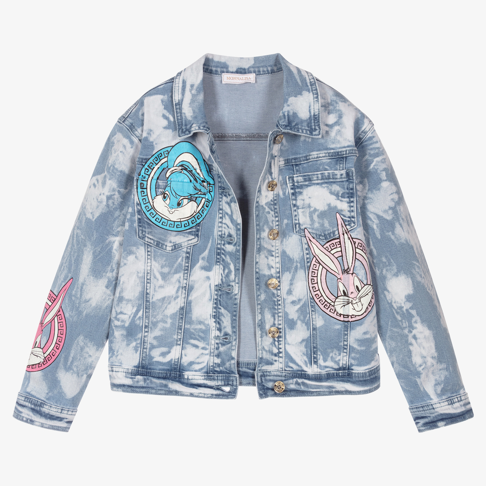 Monnalisa-جاكيت تينز بناتي قطن دنيم لون أزرق | Childrensalon Outlet