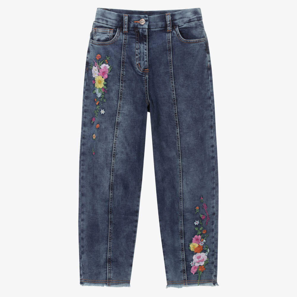 Monnalisa-Teen Girls Blue Denim Jeans | Childrensalon Outlet