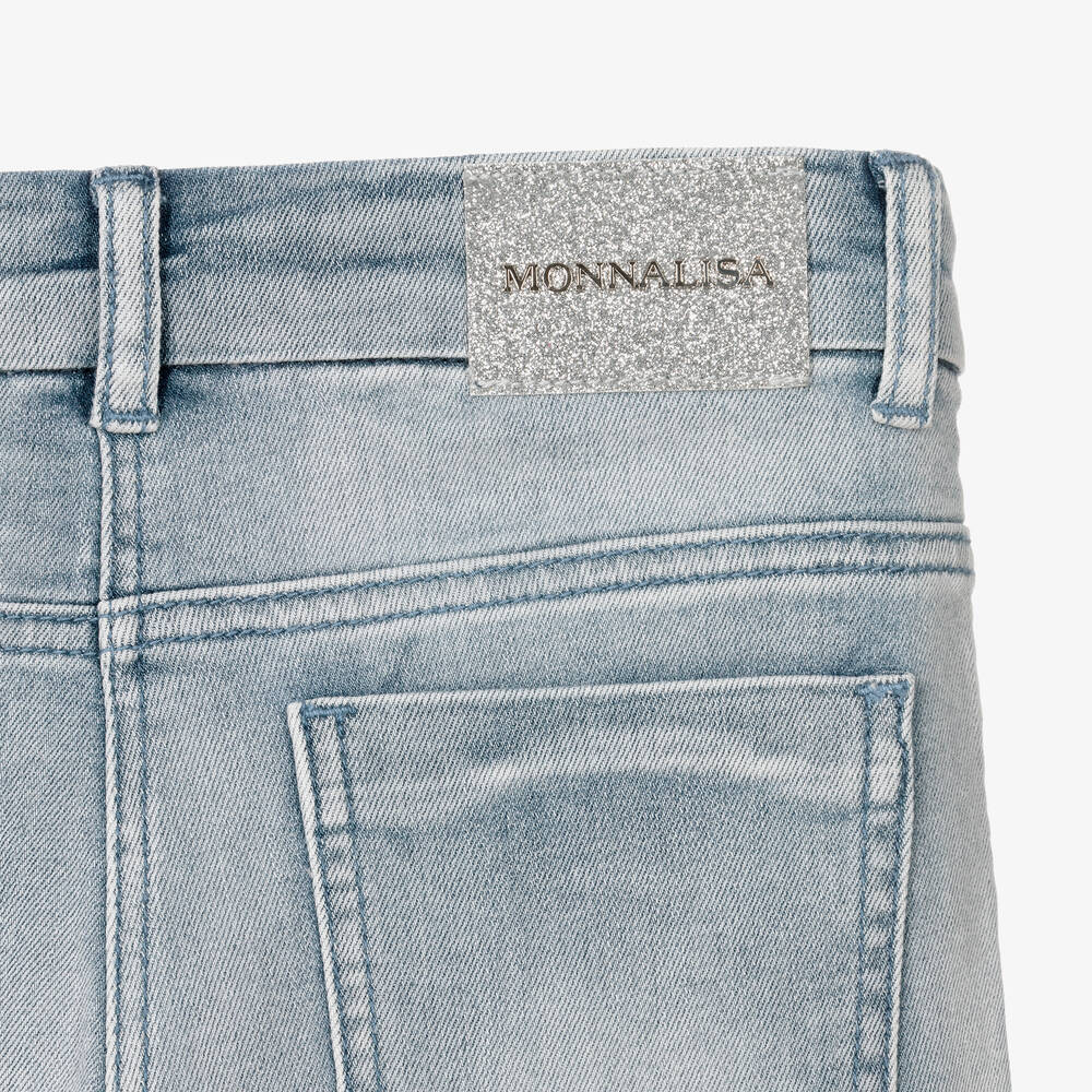 Monnalisa Chic-Teen Girls Blue Denim Rhinestone Jeans | Childrensalon Outlet