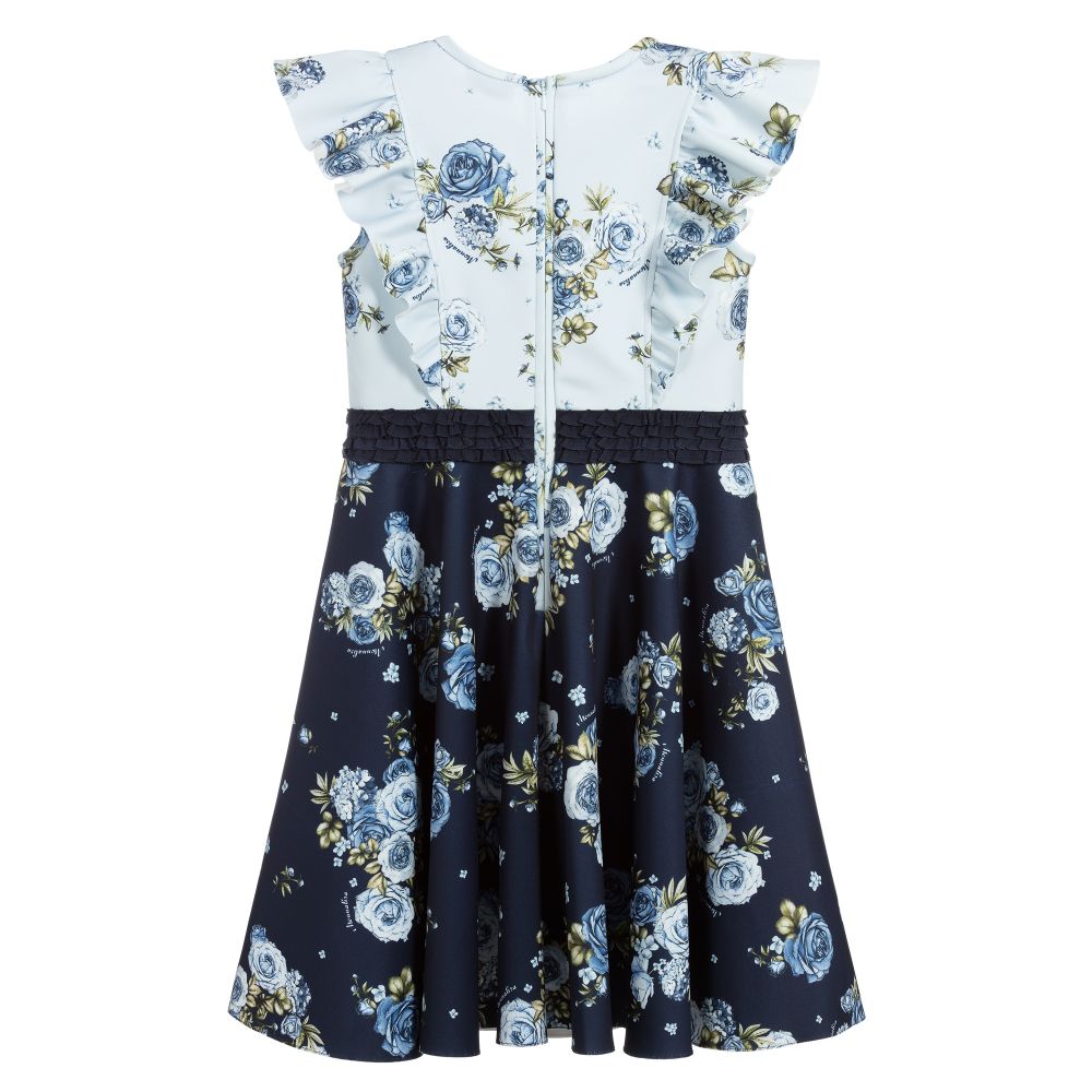 Monnalisa-Teen Girls Blue Floral Dress | Childrensalon Outlet