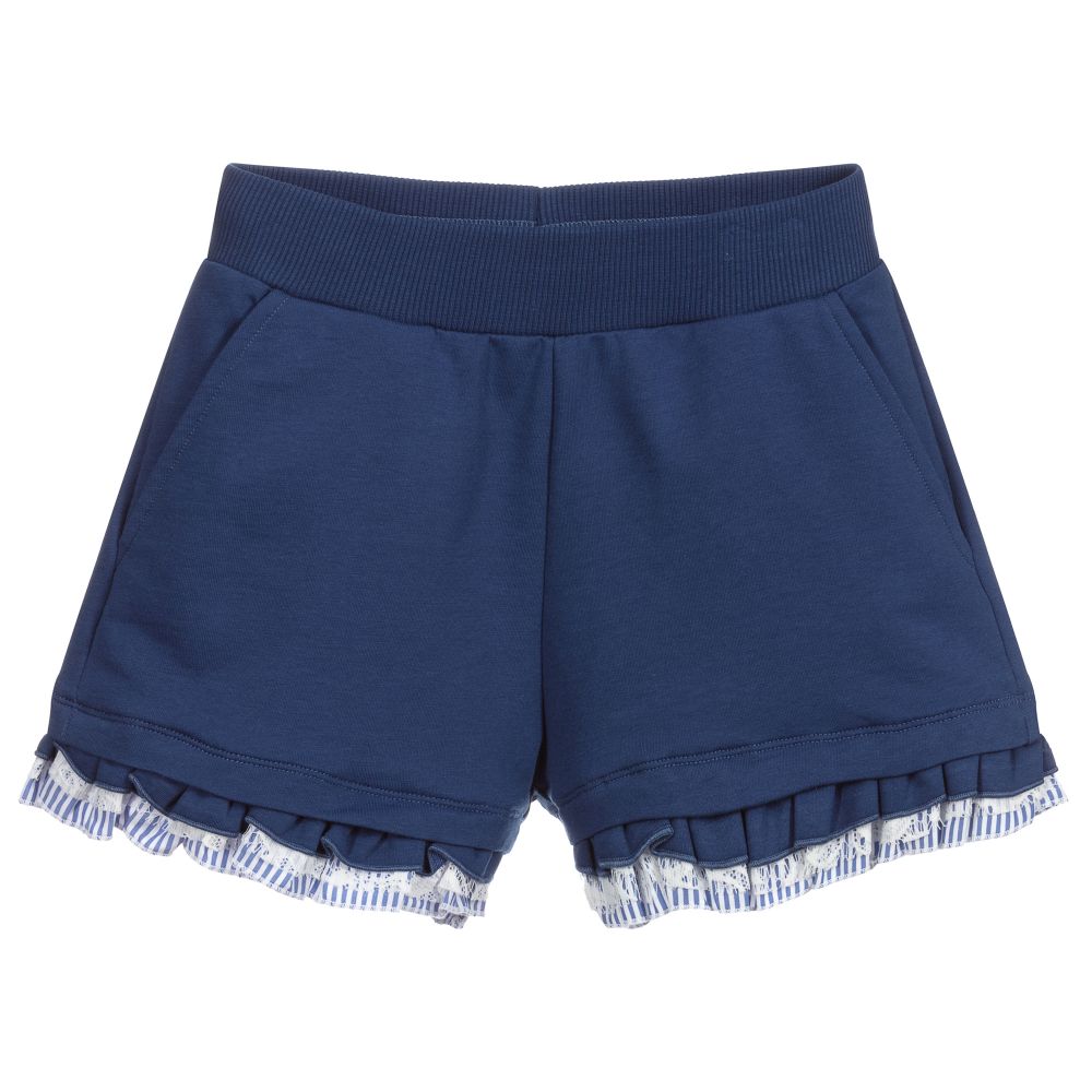 Monnalisa - Teen Girls Blue Frill Shorts | Childrensalon