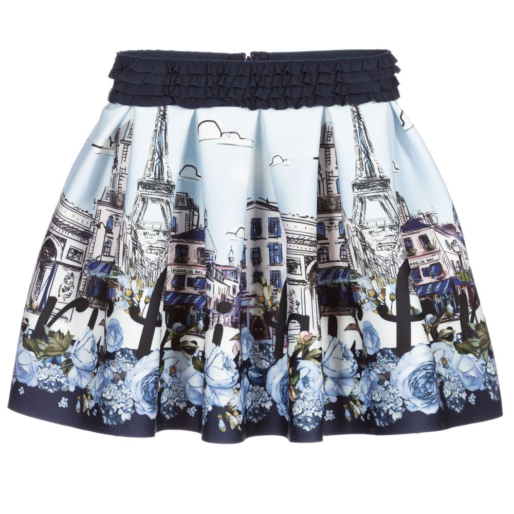 Monnalisa - Teen Girls Blue Paris Skirt | Childrensalon