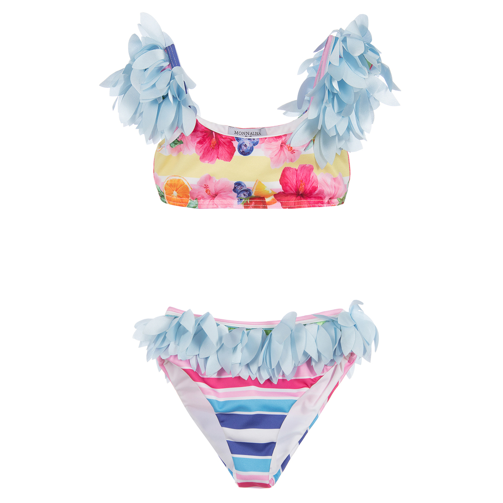Monnalisa-Teen Girls Blue & Pink Bikini | Childrensalon Outlet