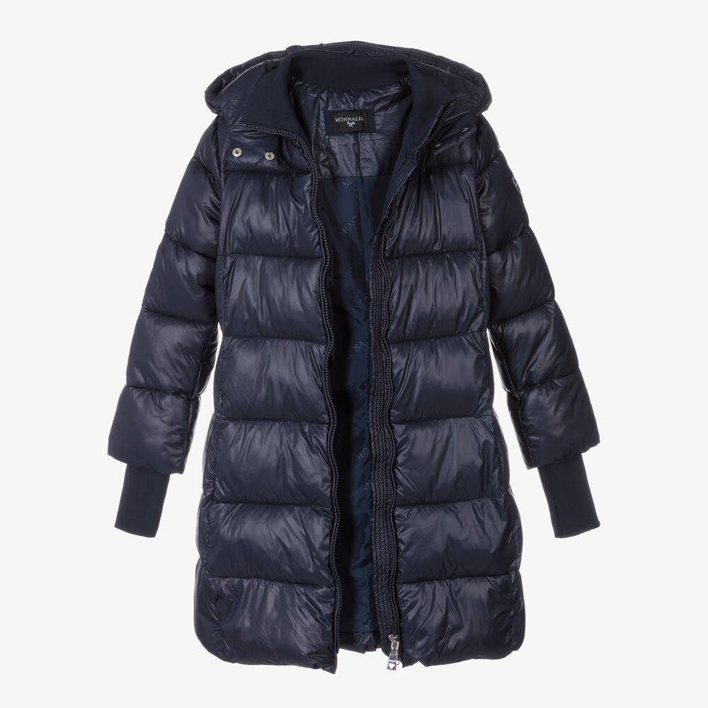 Monnalisa-Teen Girls Blue Puffer Coat | Childrensalon Outlet