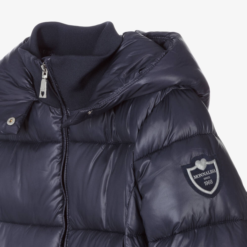 Monnalisa-Teen Girls Blue Puffer Coat | Childrensalon Outlet