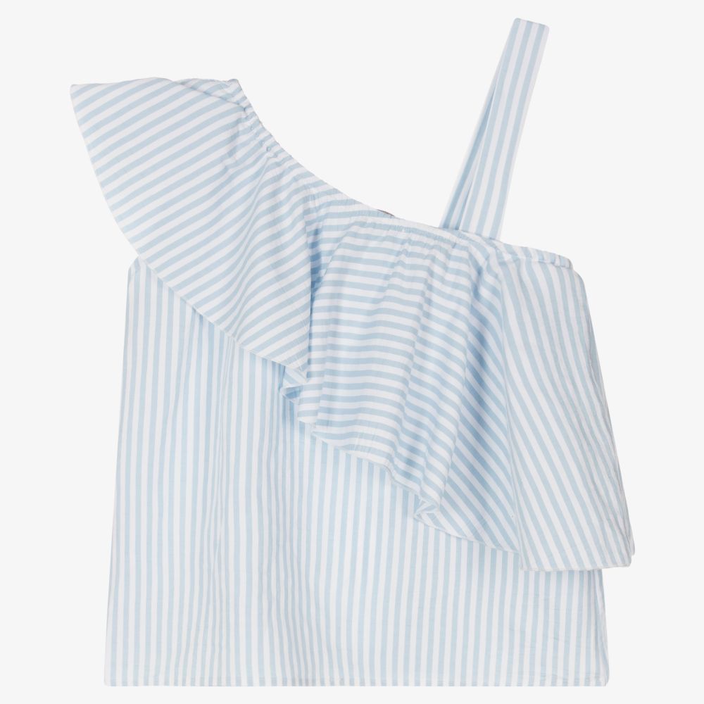 Monnalisa-Голубой топ в полоску для девочек-подростков | Childrensalon Outlet