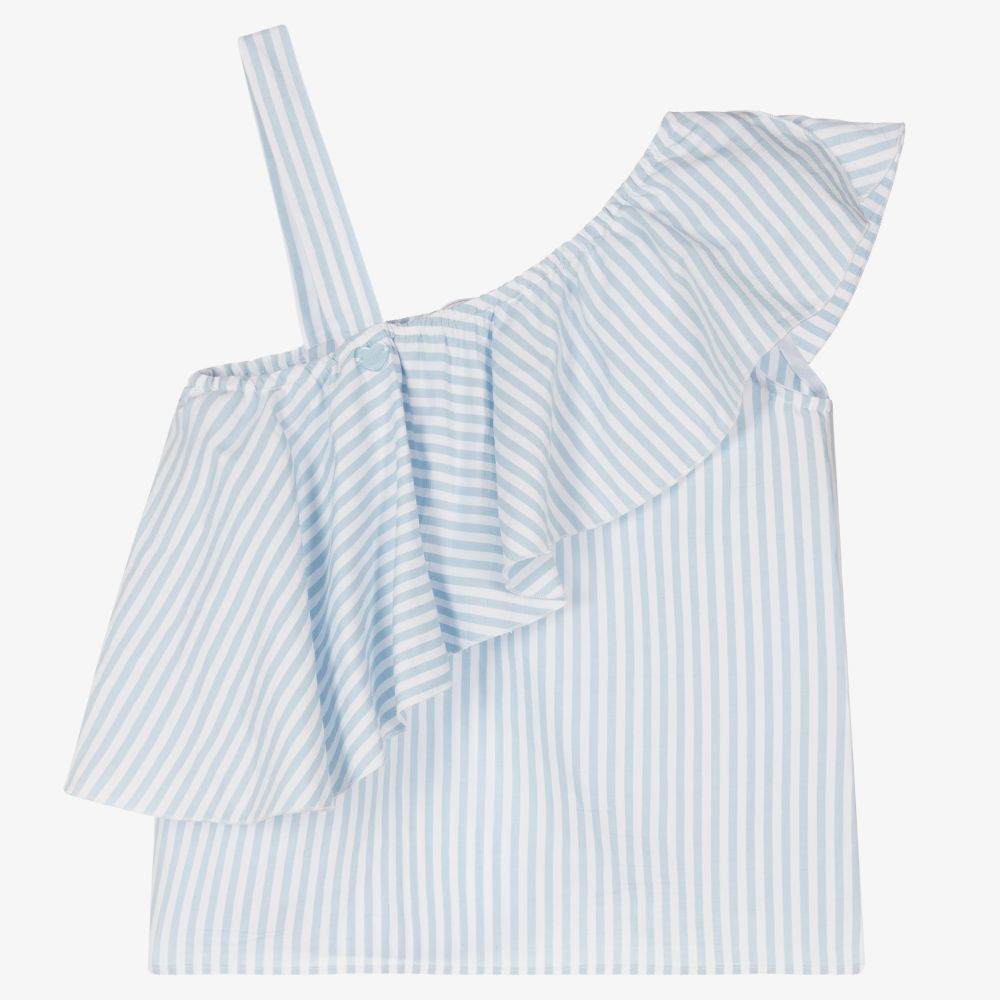 Monnalisa - Teen Girls Blue Striped Top | Childrensalon