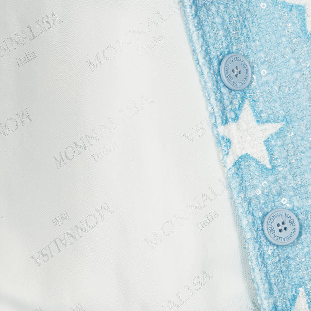 موناليزا-جاكيت بطبعة نجوم تويد لون أزرق مزين بترتر | Childrensalon Outlet